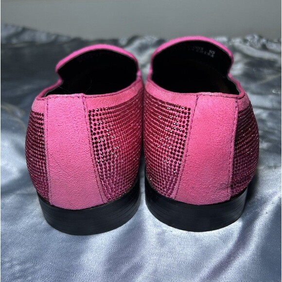 Amali Men’s Dazzle Fuchsia Sparkly Loafers Dress Shoes Pink Rhinestone Size 10 - Picture 8 of 10